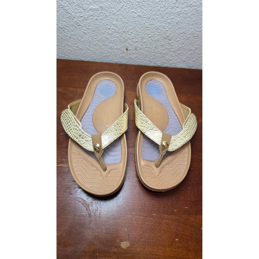 Cheeks Tony Little‎ Flip Flop Sandals Womens L8 Gold Snakeskin Incline Motion